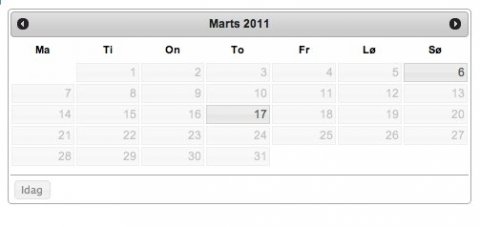 kalender på hjemmeside